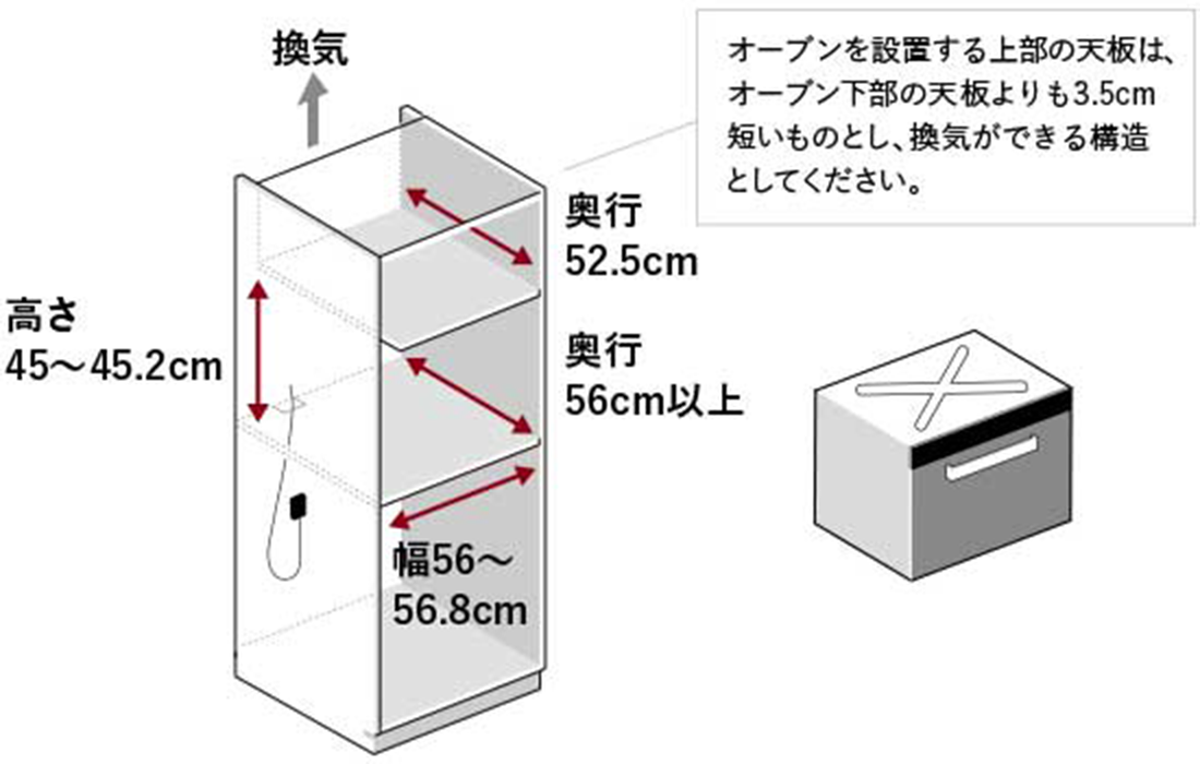 60cm幅の設置スペース図