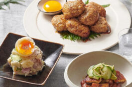 つくね、ポテトサラダ、うざく