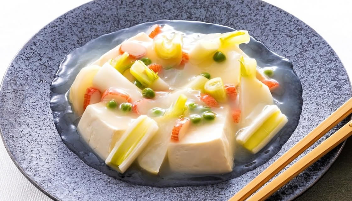 長ねぎと豆腐の蒸し物