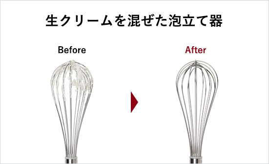 生クリームを混ぜた泡立て器