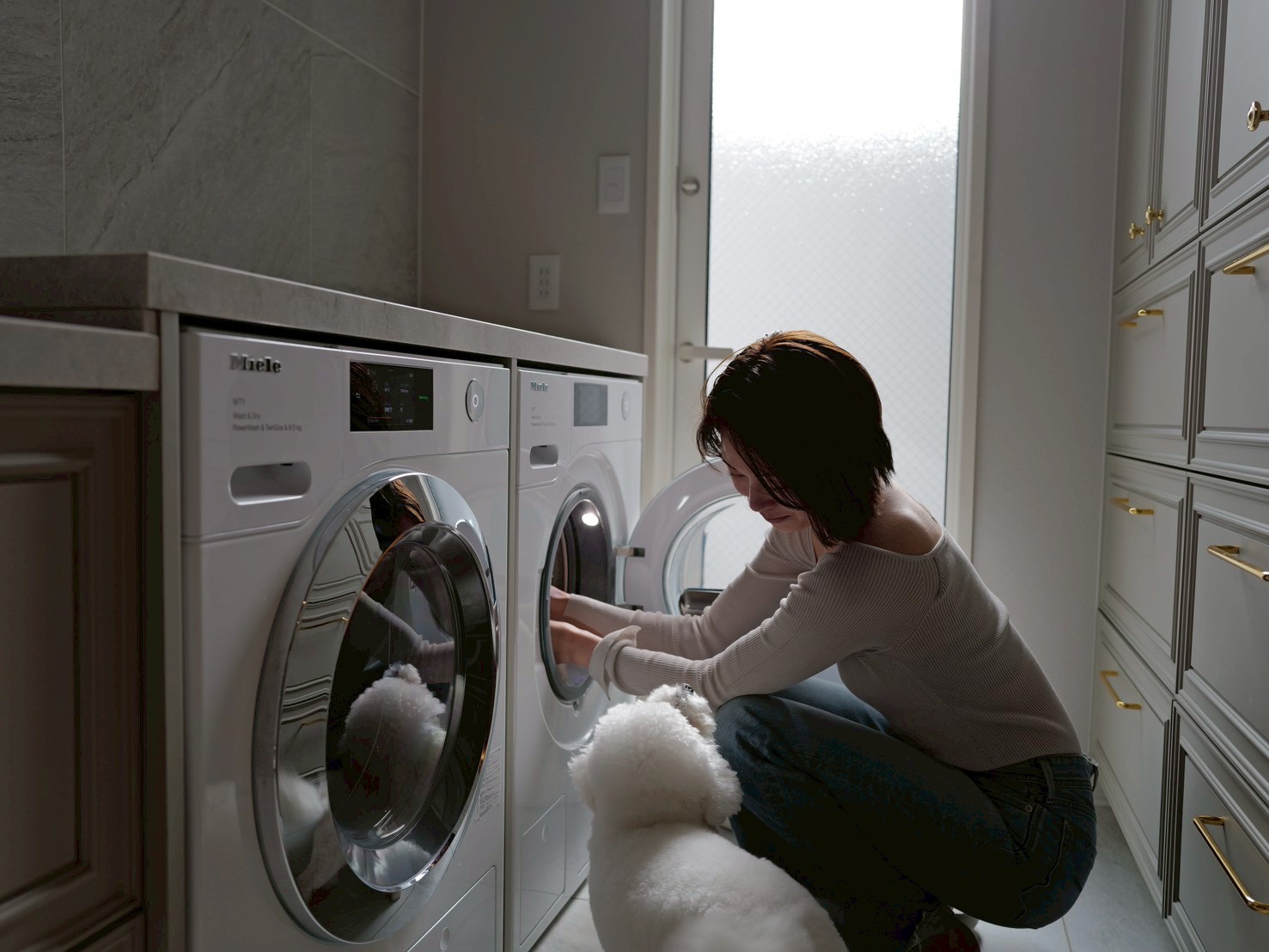 小山田早織さんのランドリールームとミーレドラム式洗濯乾燥機